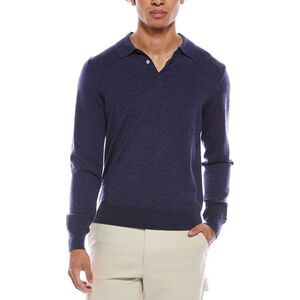 Mette Mens  Merino Wool Polo Sweater, Blue